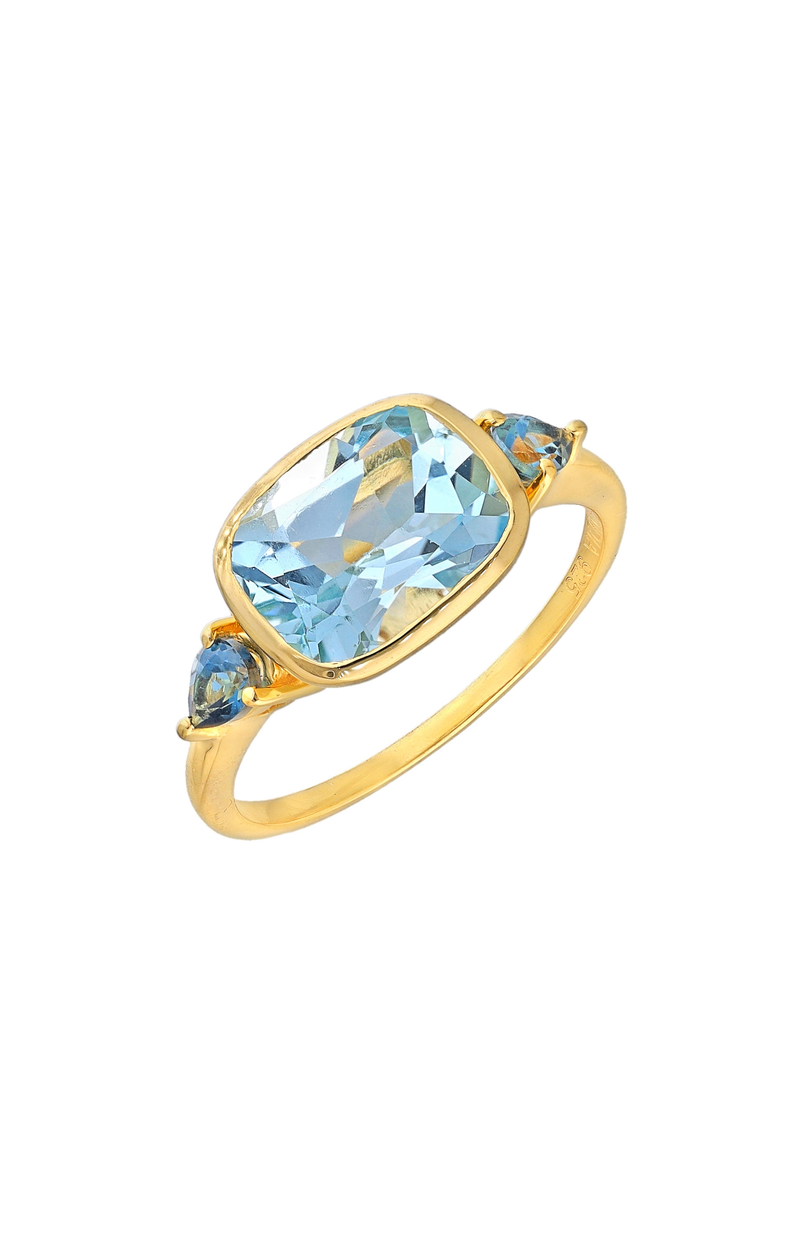 YS GEMS East/West Sky Blue Topaz Ring