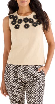 NIC+ZOE Organza Appliqué Sleeveless Top