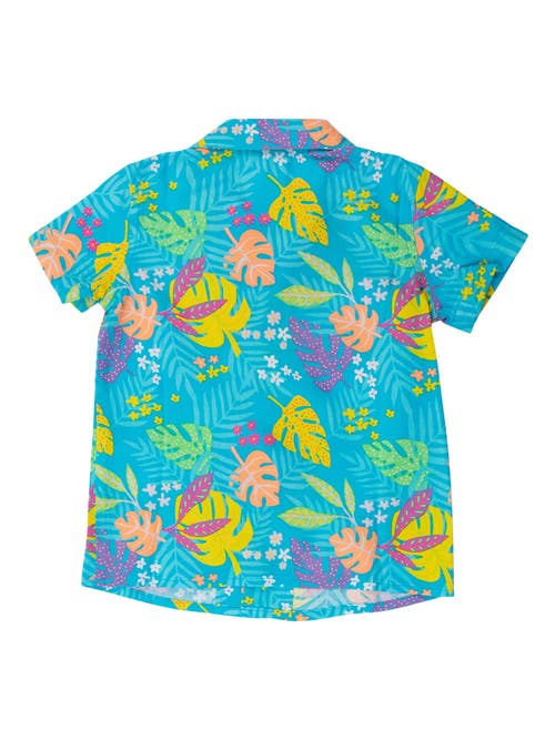 Shop Ruggedbutts Boys Short Sleeve Camp Shirt In Neon Tiki Vibes
