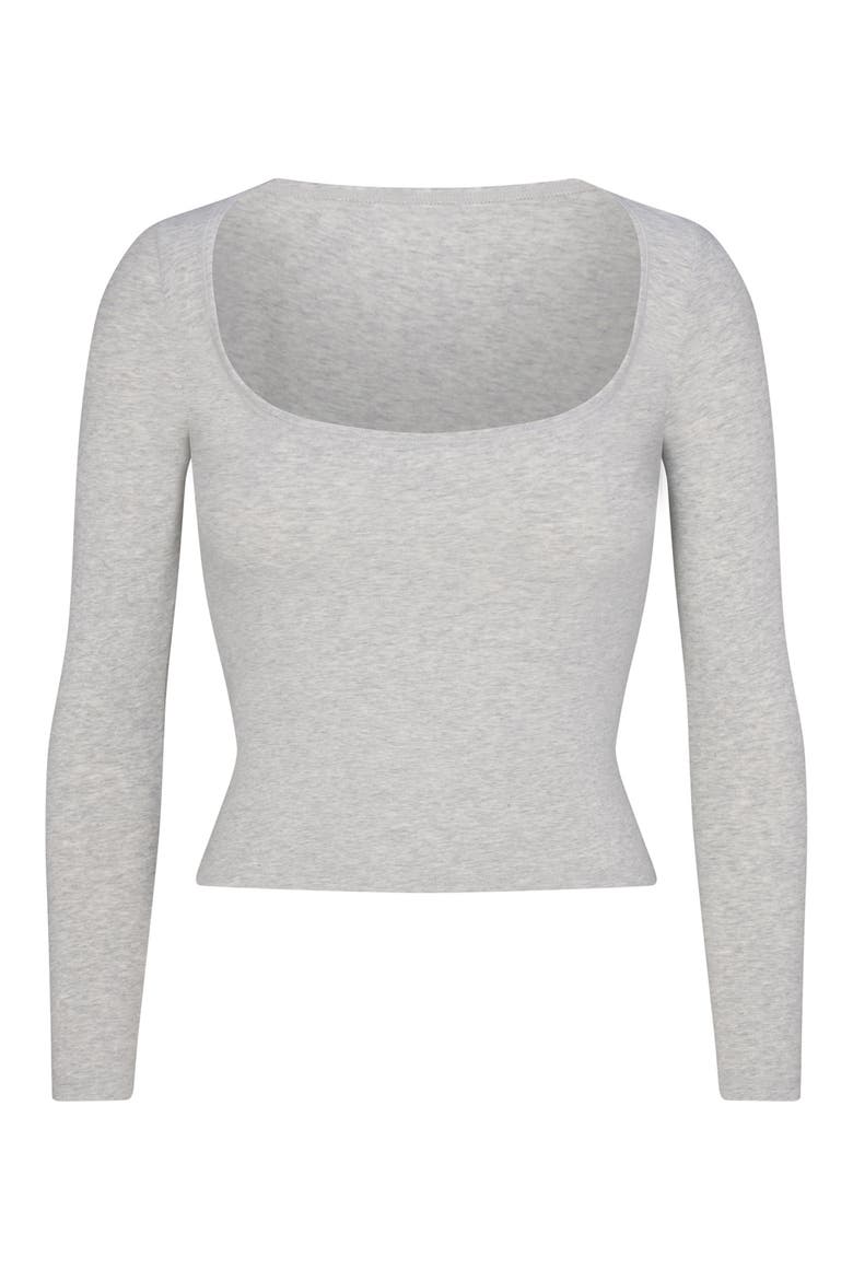 Scoop Neck Cotton Blend Jersey T-Shirt, Alternate, color, LIGHT HEATHER GREY