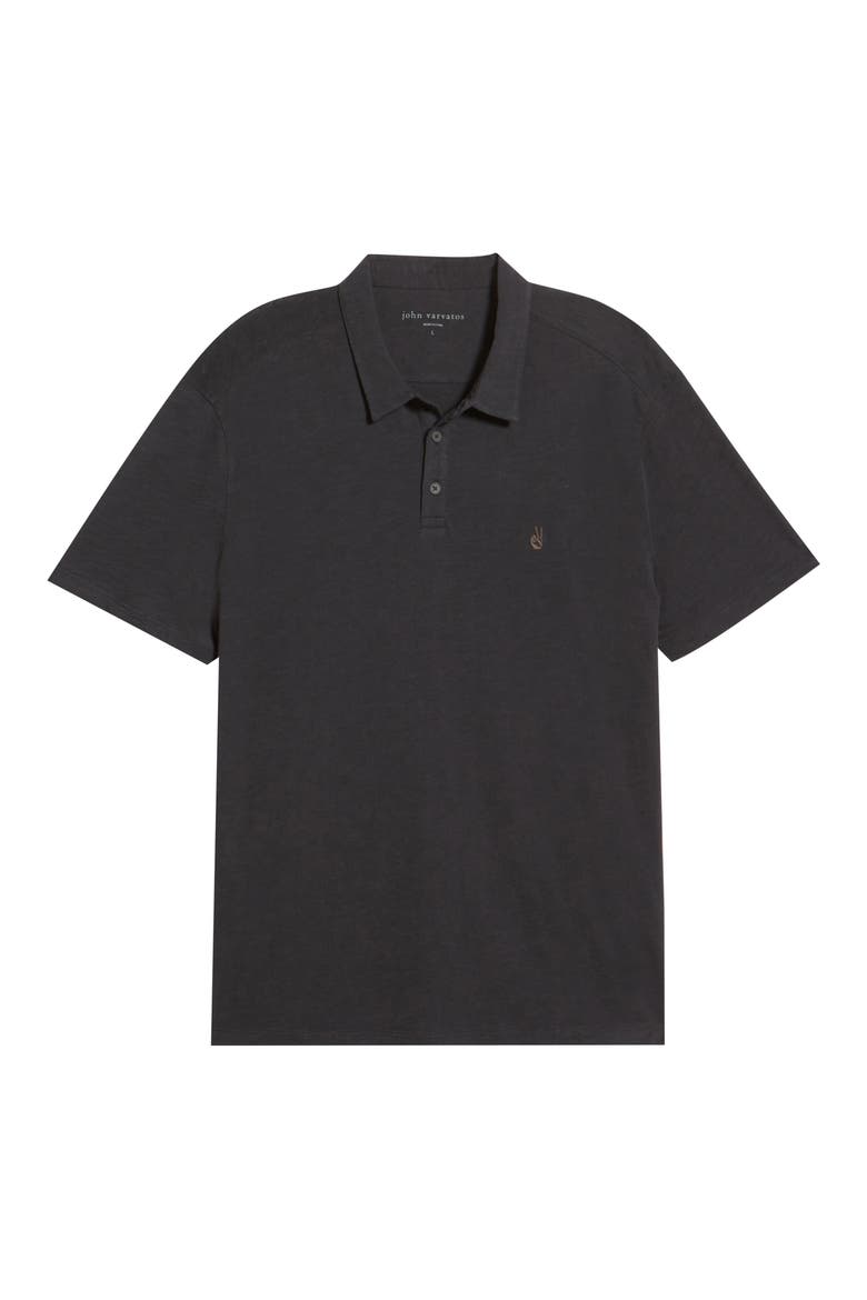 Men's Victor Solid Slub Cotton Polo, Alternate, color, BLACK