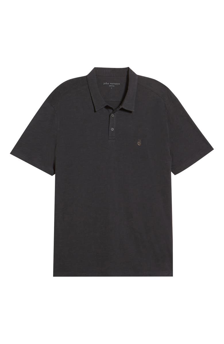 John Varvatos Men's Victor Solid Slub Cotton Polo, Alternate, color, Black