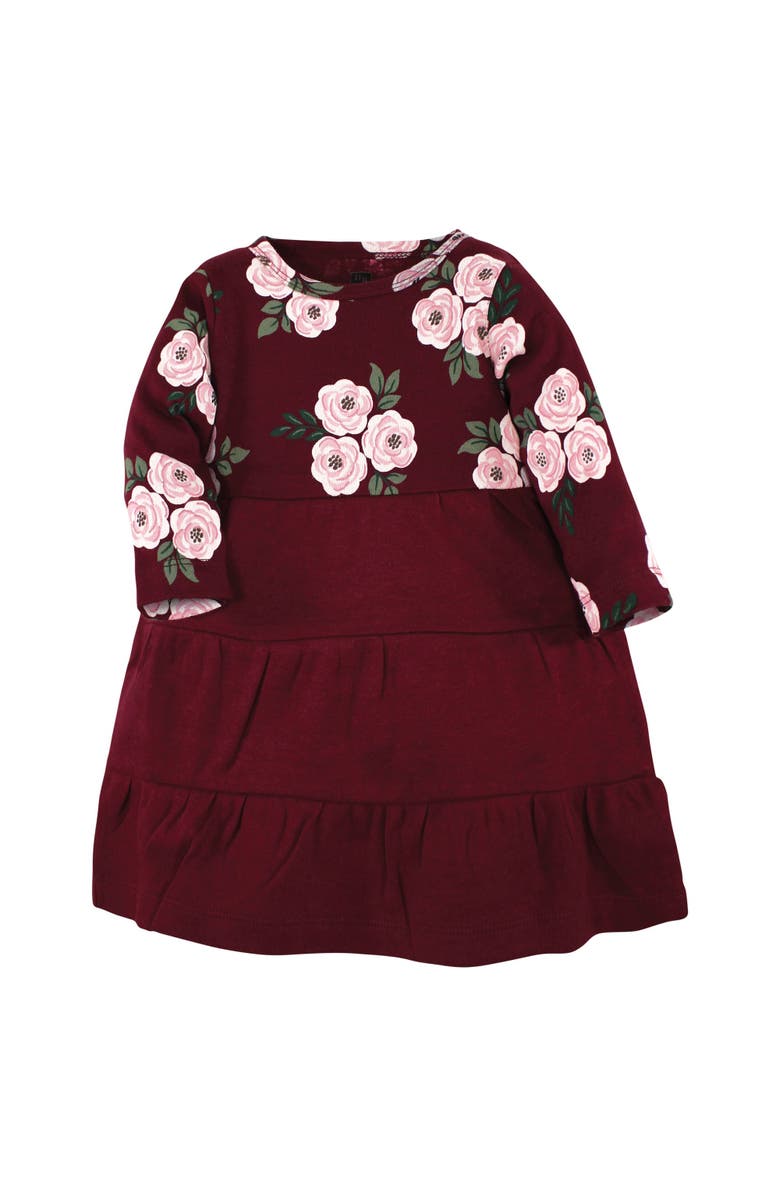 Hudson Baby 2Pk Long Sleeve Dress, Alternate, color, Black Burgundy Floral