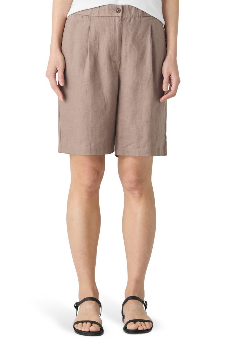 Eileen Fisher Organic Linen Shorts, Main, color, Cocoa