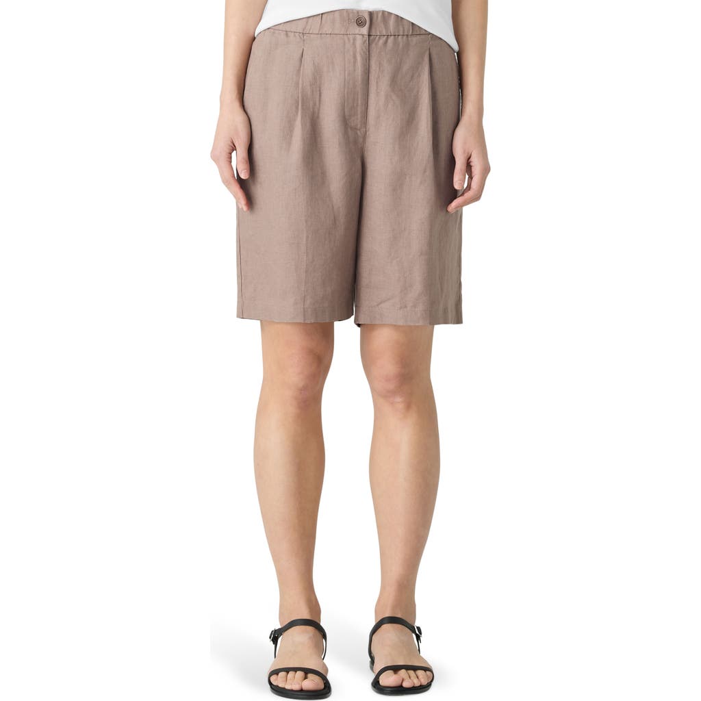 Shop Eileen Fisher Organic Linen Shorts In Cocoa