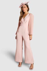 Coast V Neck Pleated Long Sleeve Jumpsuit