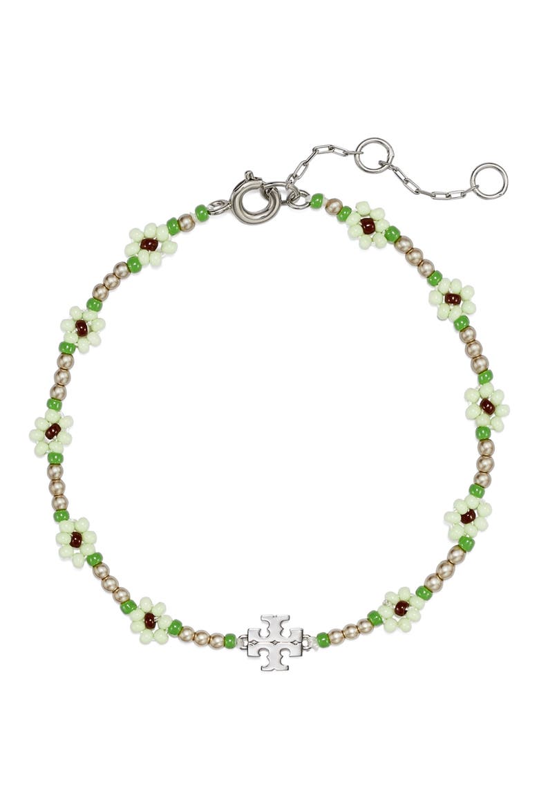 Curiosity Faux Pearl Flower Bracelet, Main, color, MINT