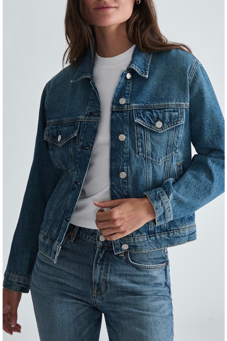 Rubie Denim Trucker Jacket, Main, color, MID SHADED CLASSIC B