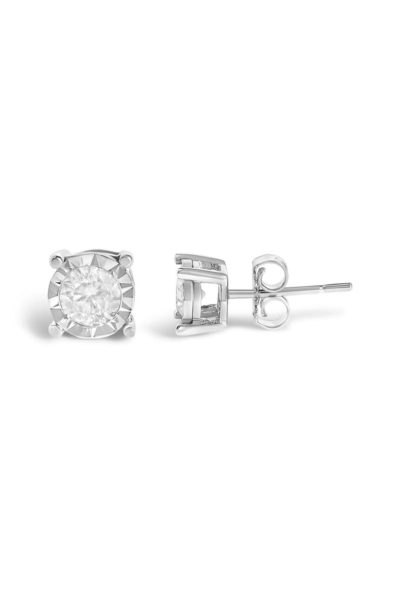 Silver 1/2 Ct Near Colorless Diamond Miracle- Stud Earrings, Alternate, color, White