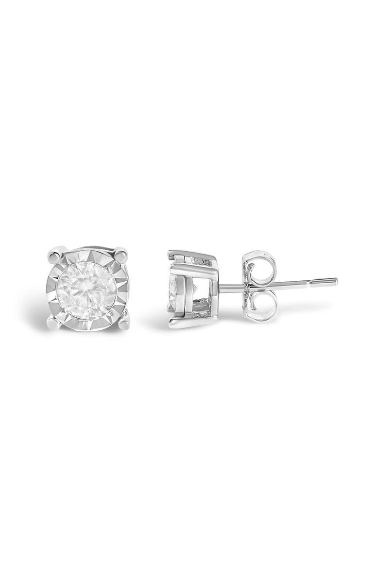 Haus of Brilliance Silver 1/2 Ct Near Colorless Diamond Miracle- Stud Earrings, Alternate, color, White