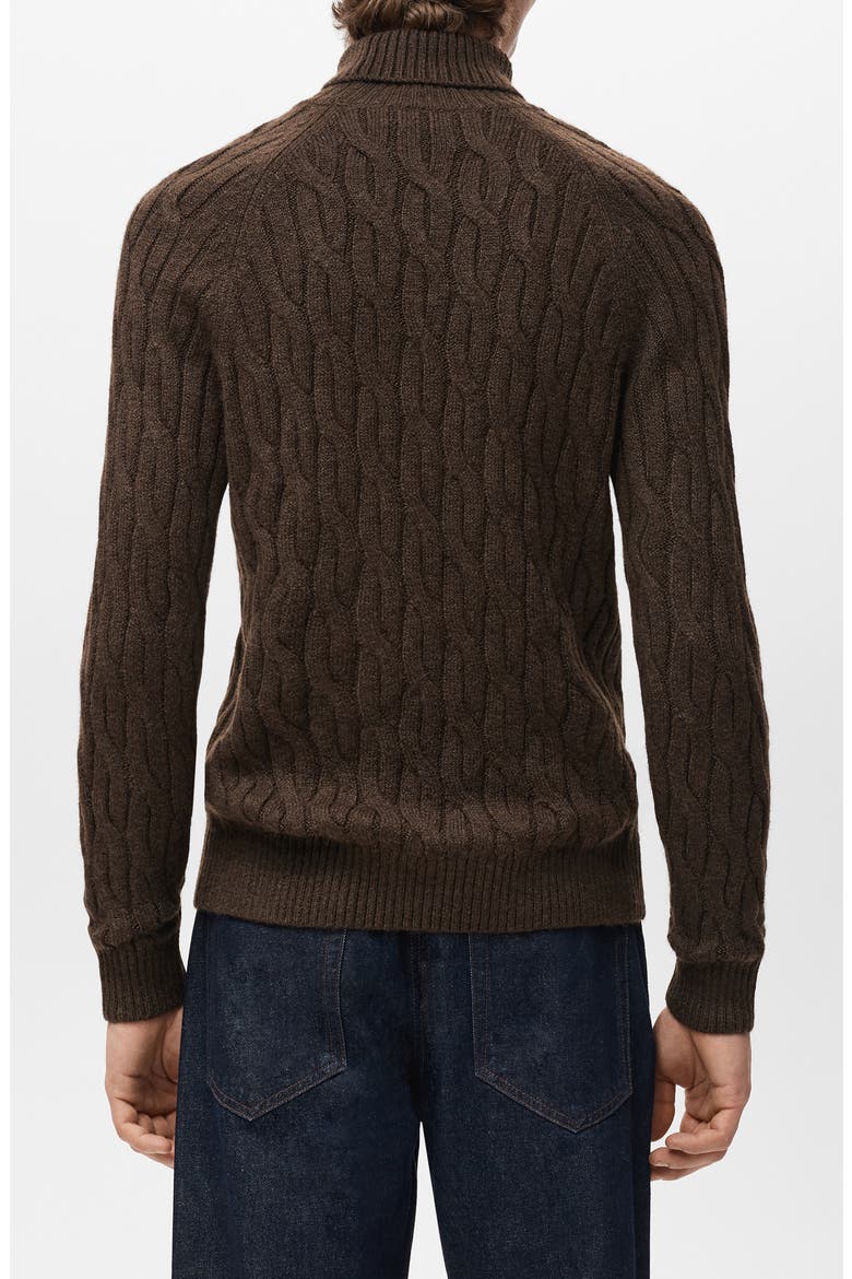 Cable Stitch Turtleneck Sweater, Alternate, color, BROWN