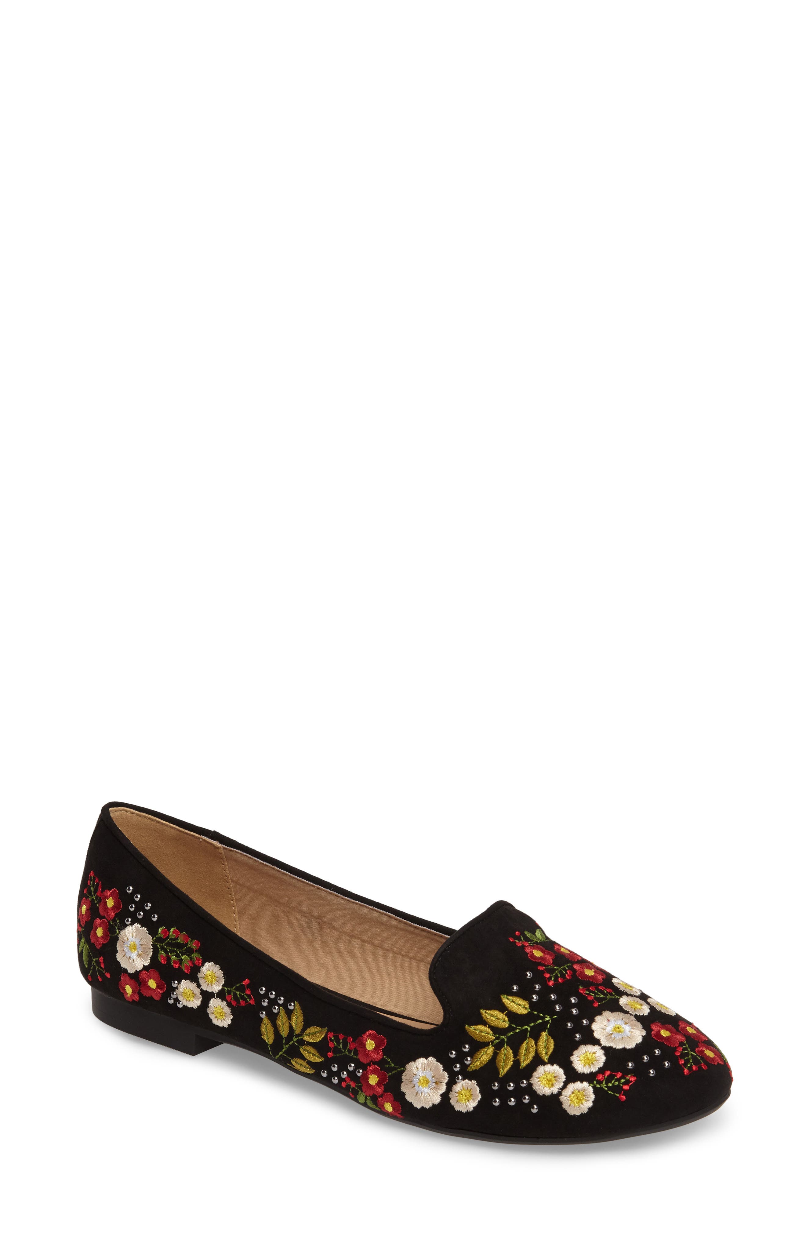 Topshop Sugar Embroidered Smoking Slipper, Main, color, 