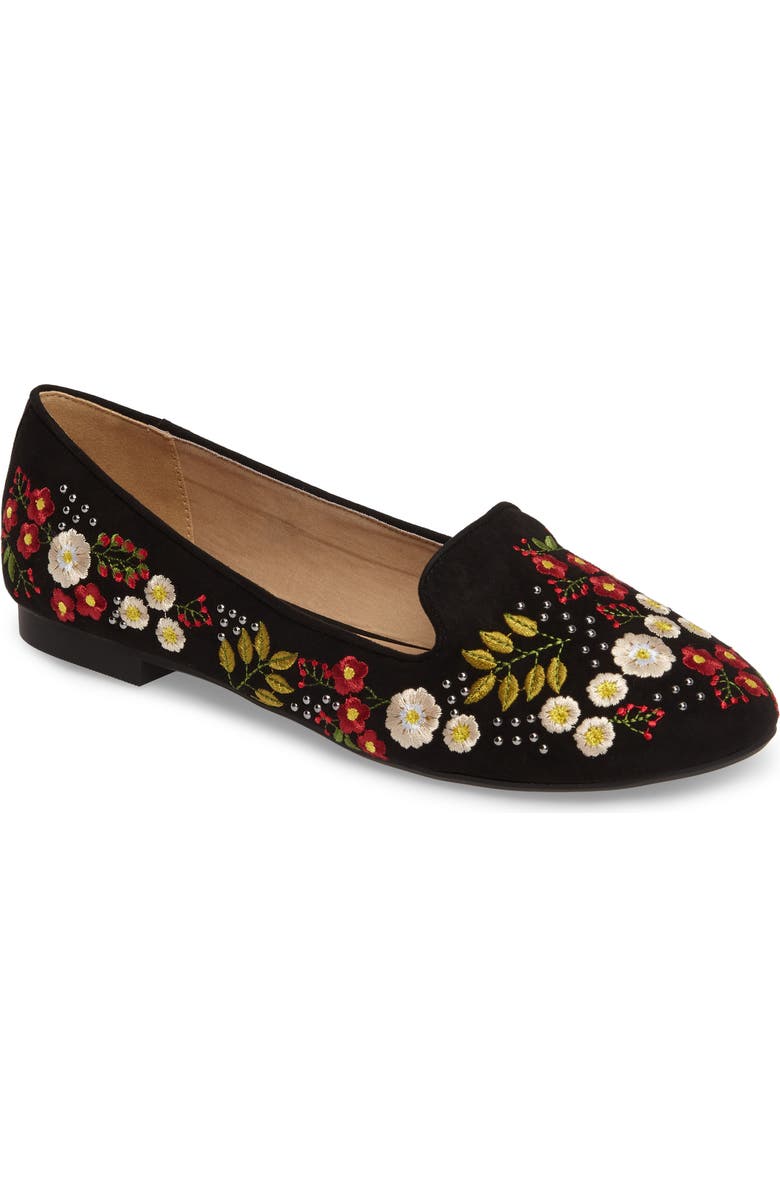 Topshop Sugar Embroidered Smoking Slipper, Main, color,