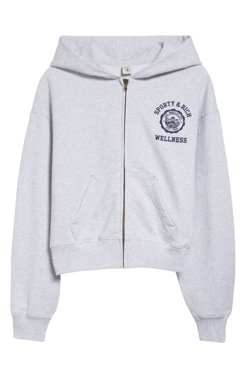 Sporty And Rich Sporty & Rich Emblem Cotton Cropped Hoodie In Heather Gray