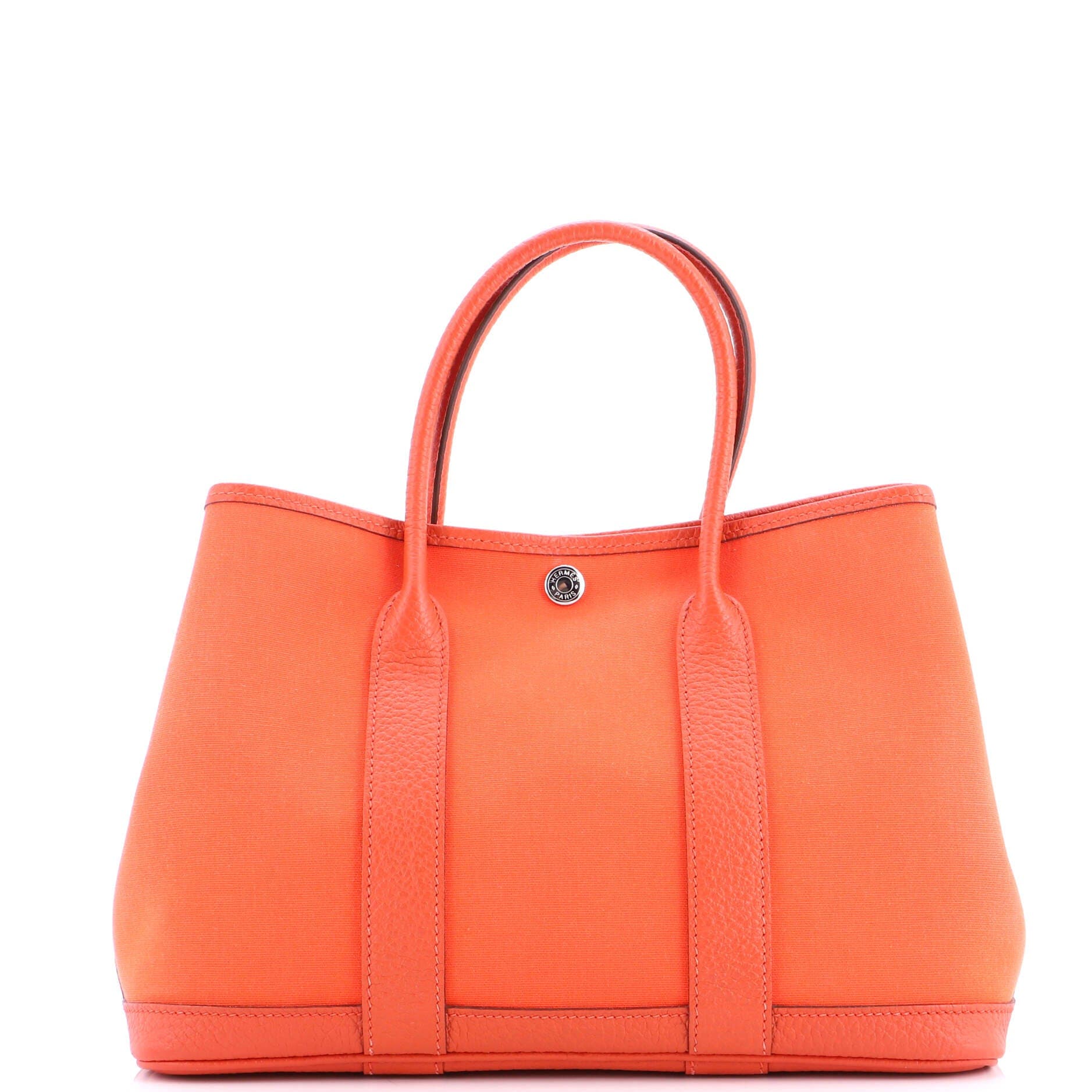 Pre-Owned Hermes Garden Party Tote Toile and Leather 30, Main, color, Orange Poppy