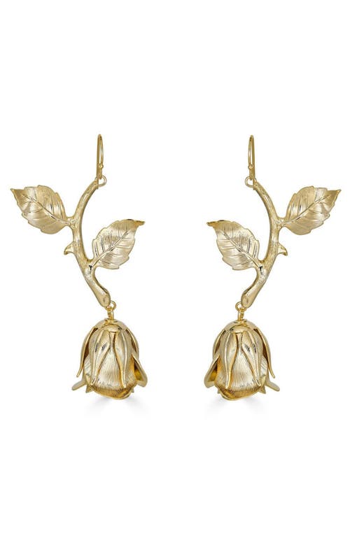 Epona Valley Rose & Vine Earrings In Gold