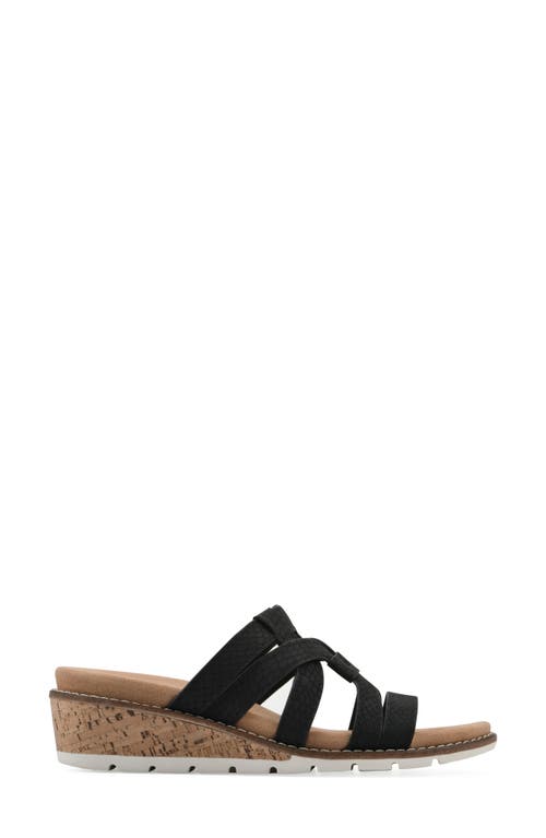 Cliffs By White Mountain Tinisha Wedge Sandal In Black Embossed