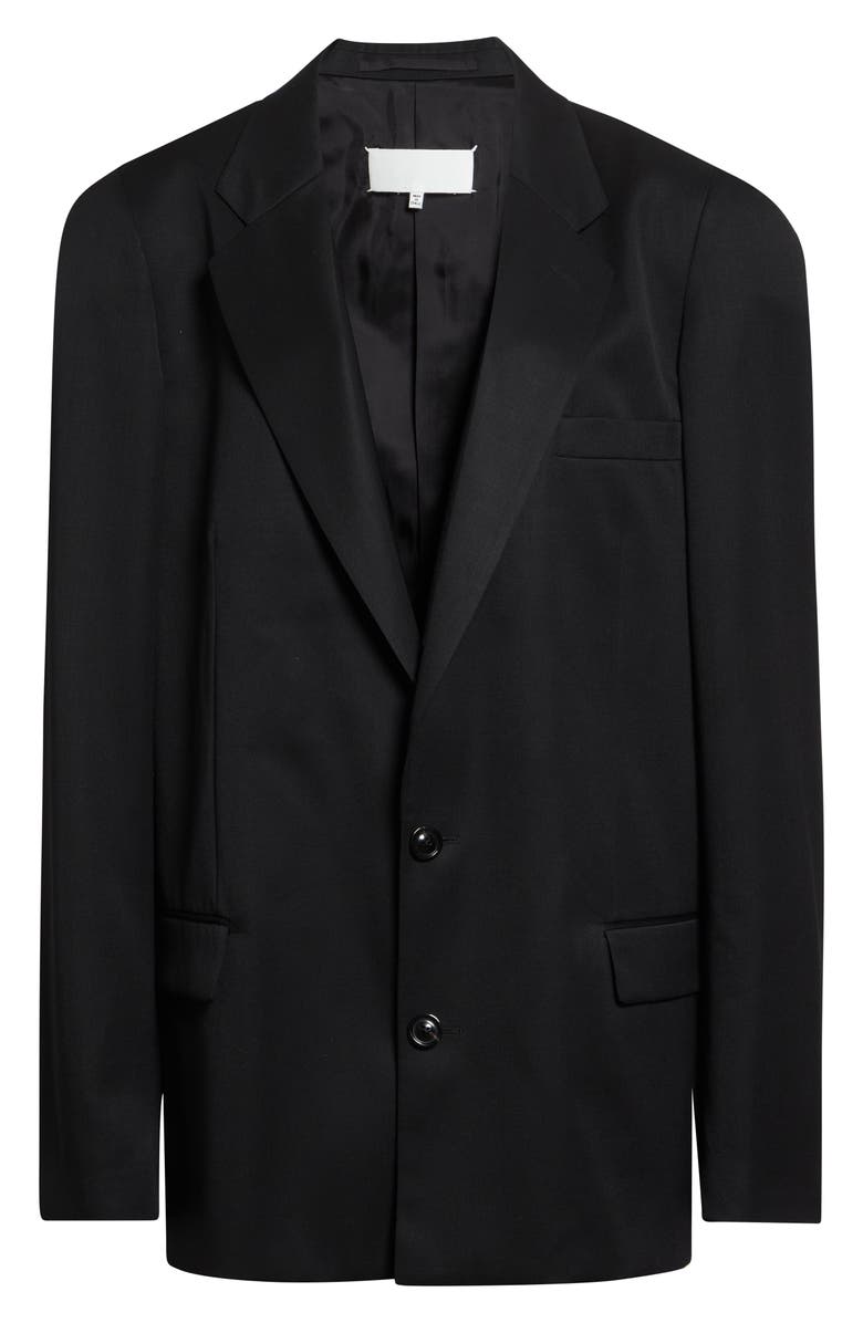 Maison Margiela Oversize Single Breasted Virgin Wool Blazer, Main, color, Black