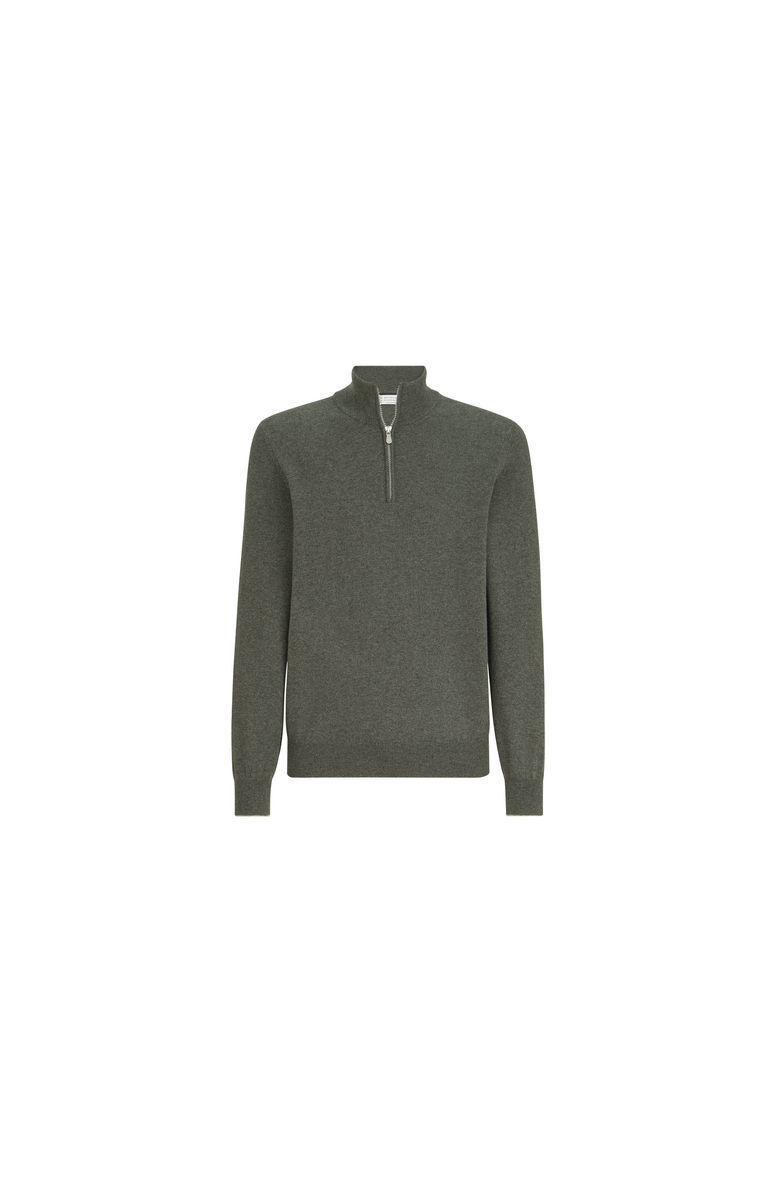 Brunello Cucinelli Cashmere sweater with half zip, Alternate, color, Grey