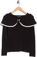 Adrianna Papell Tipped Bow Collar Sweater