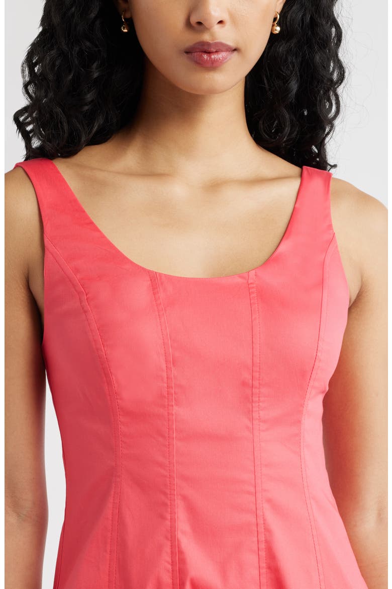 Seamed Strech Cotton Poplin Midi Dress, Alternate, color, PINK PARADISE