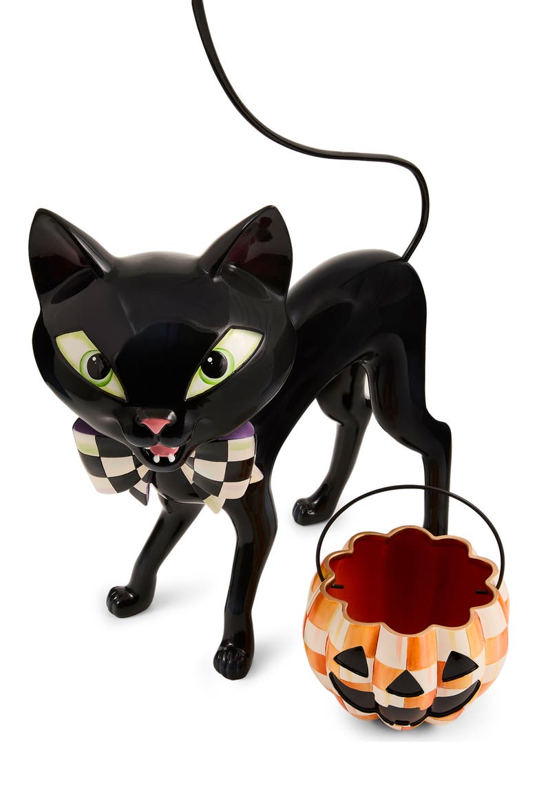 Courtly Cat with Pumpkin Bucket Halloween Decoration, Alternate, color, BLACK