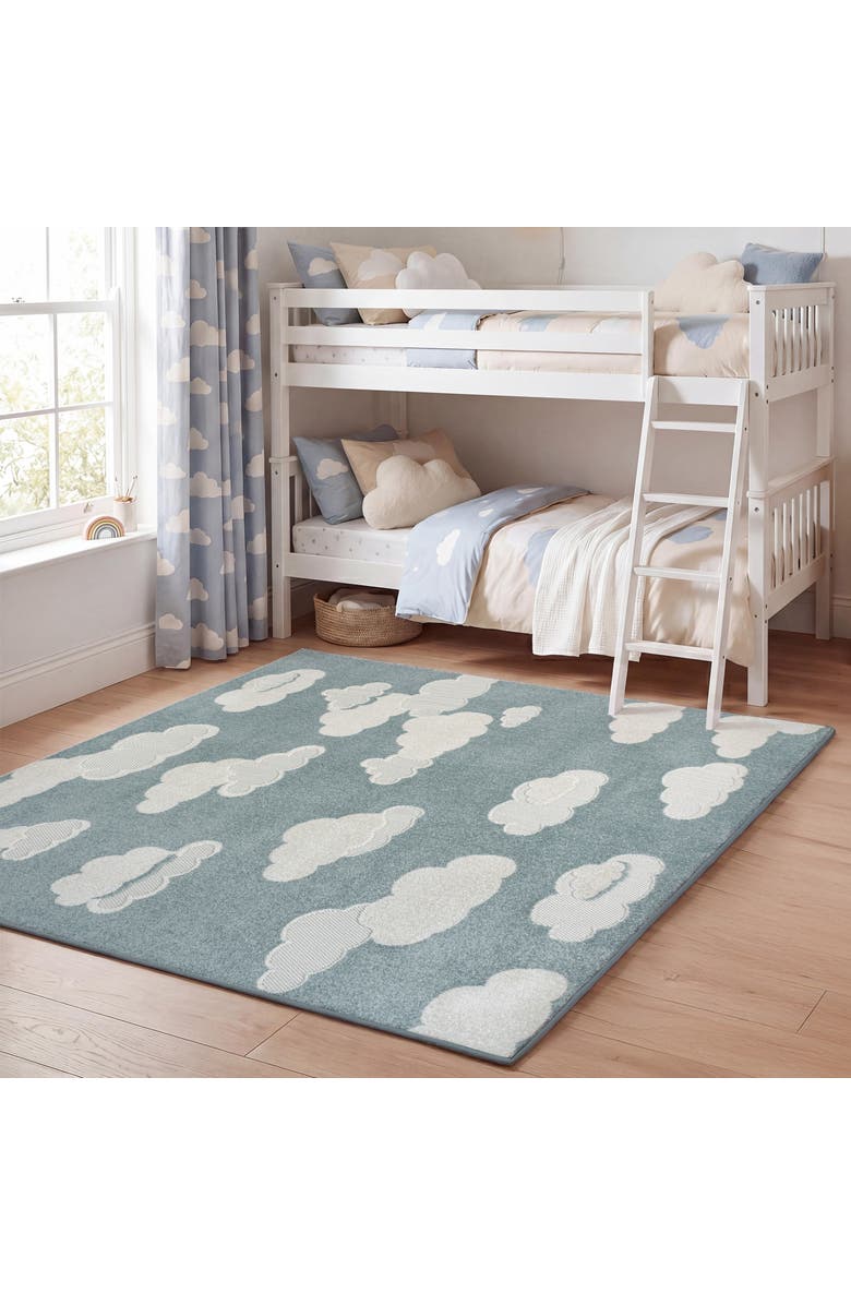 JONATHAN Y Hedwig High-Low Youth Cloud Scandi Indoor/Outdoor Rug, Alternate, color, Blue/Ivory