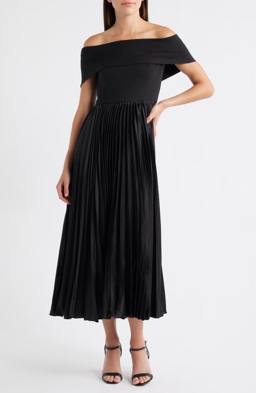 Hutch Stockton Off The Shoulder Pleated Dress In Black