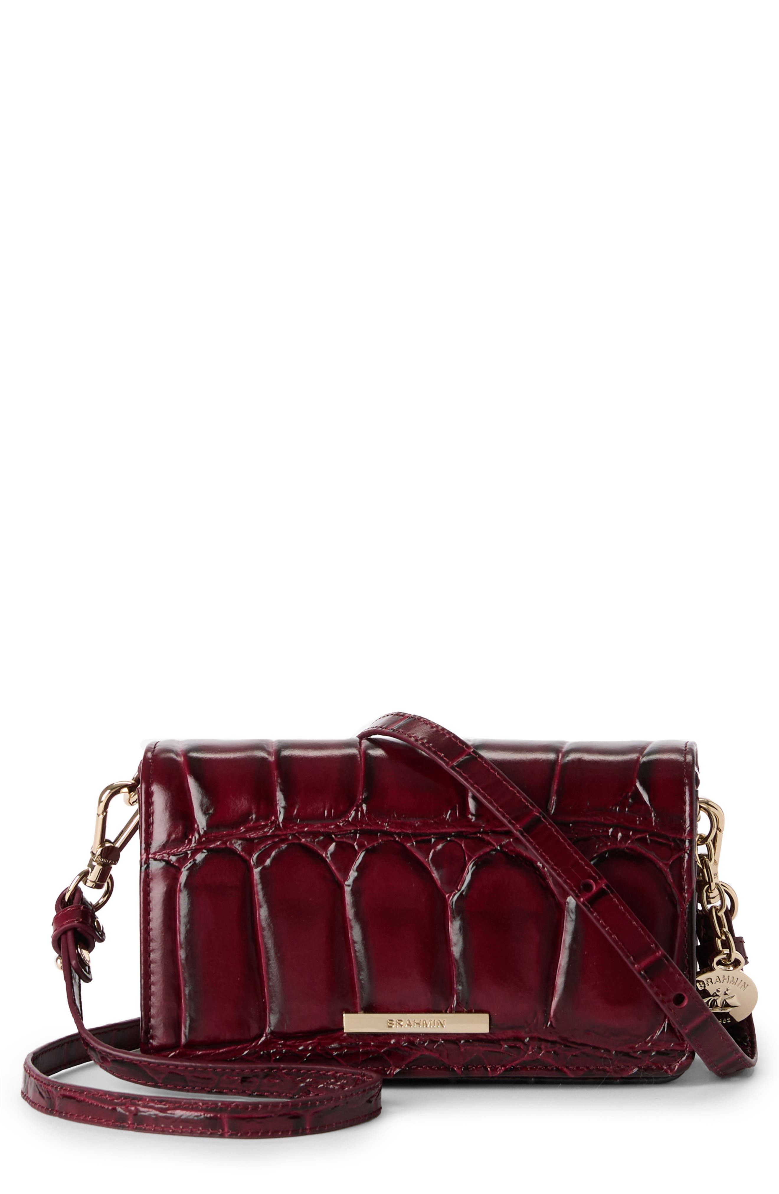 Brahmin Minuette Croc Embossed Leather Crossbody Bag, Main, color, 