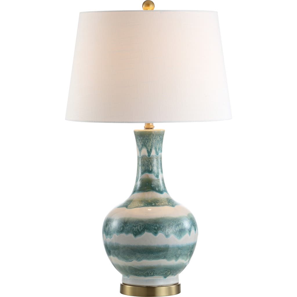 Jonathan Y Tucker 30.5" Ceramic/metal Led Table Lamp In Green/white
