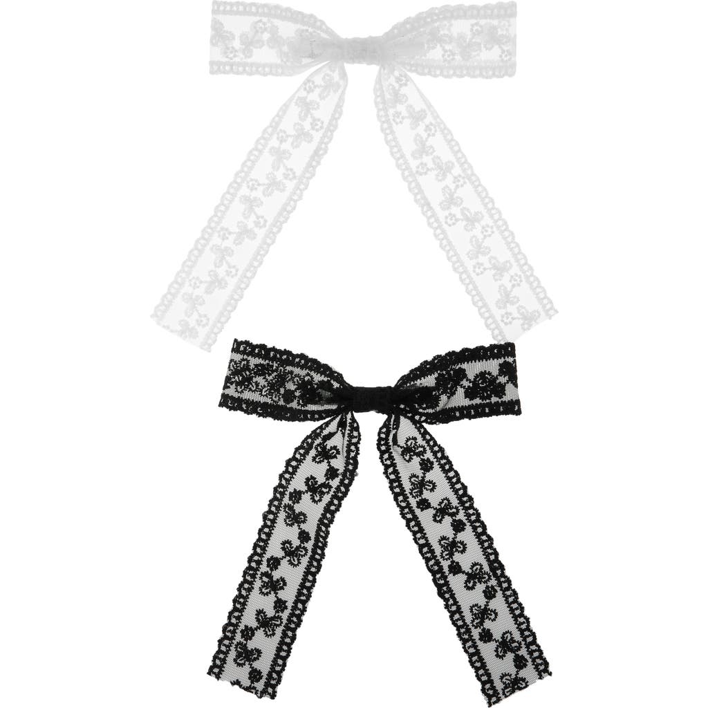 Bp. Pack Of 2 Lace Bow Hair Clips In Black- White