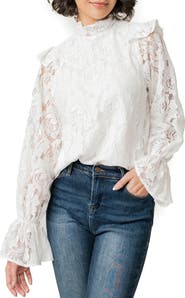 GIBSONLOOK Ruffle Lace Top