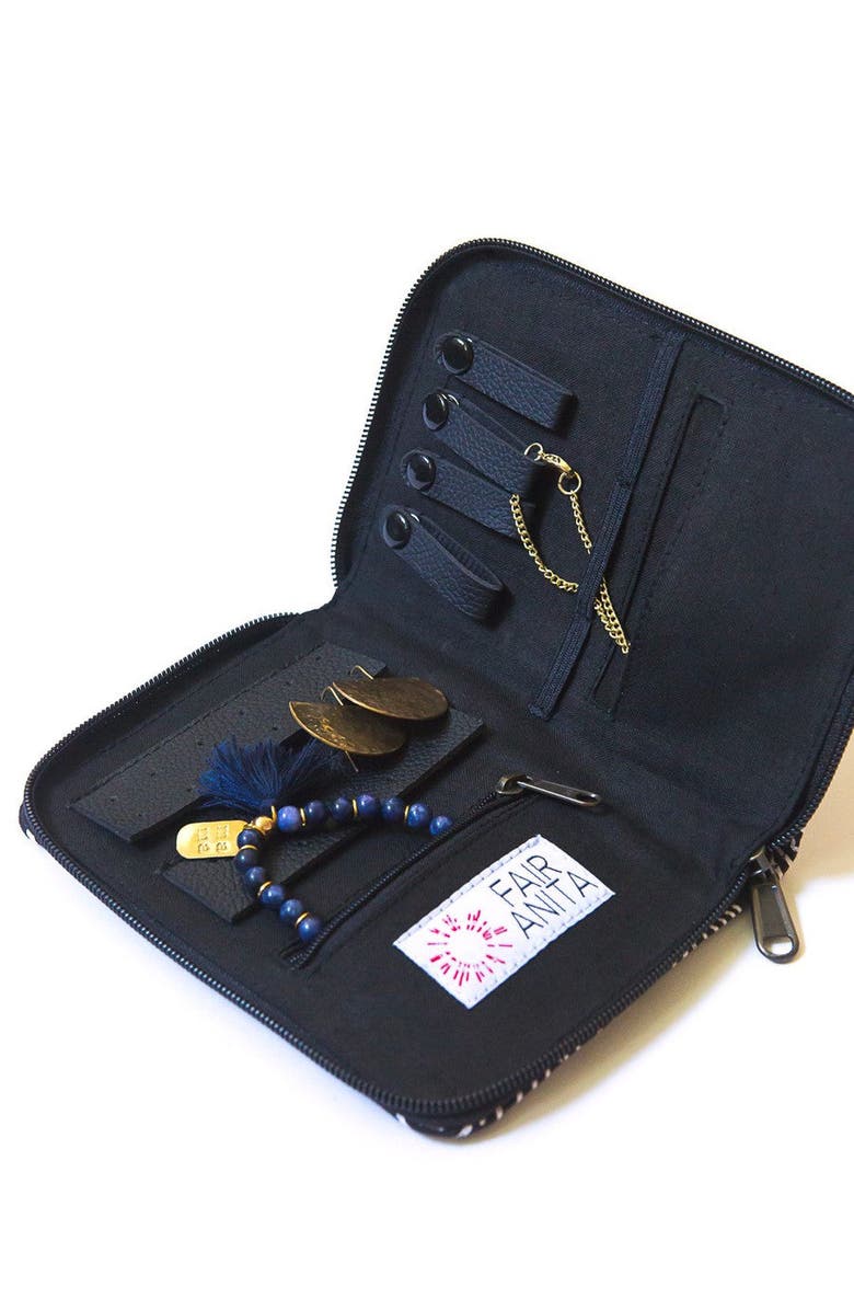 Fair Anita Zip Jewelry Travel Organizer - Geometric Navy, Alternate, color, Navy