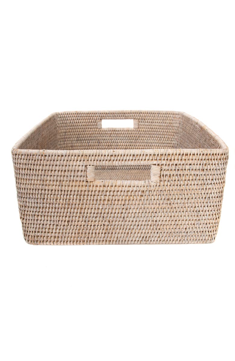Artifacts Trading Company<sup>™</sup> Artifacts Rattan Square Storage Basket with Rounded Corners, Alternate, color, White Wash