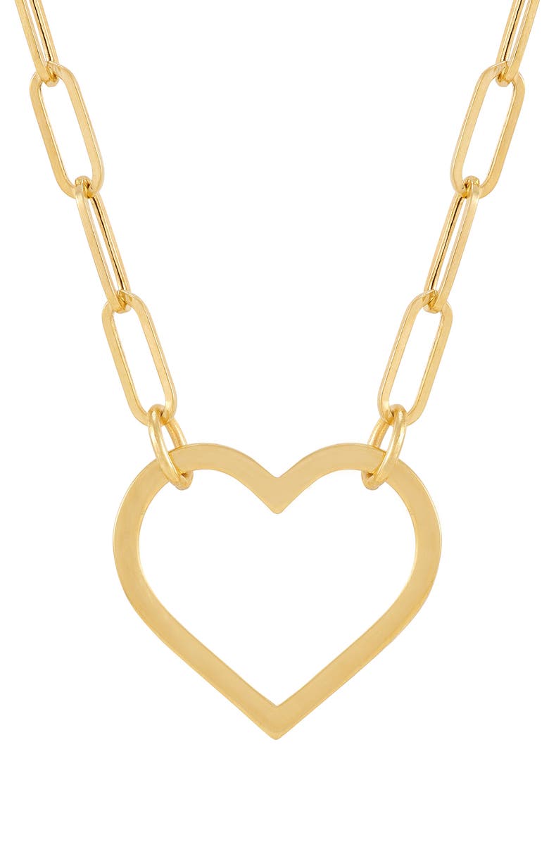 Frankie & Zoe Open Heart Pendant Necklace, Main, color, Yellow Gold