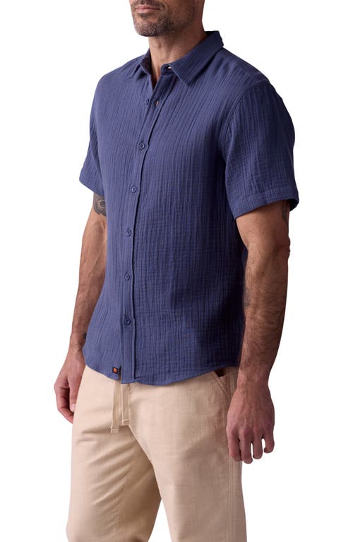 The Normal Brand Kalo Cotton Gauze Short Sleeve Button-up Shirt In Vintage Blue