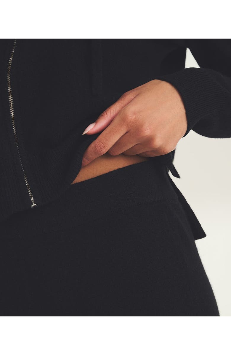 NAADAM Signature Cashmere Cropped Zip Up Hoodie, Alternate, color, Black