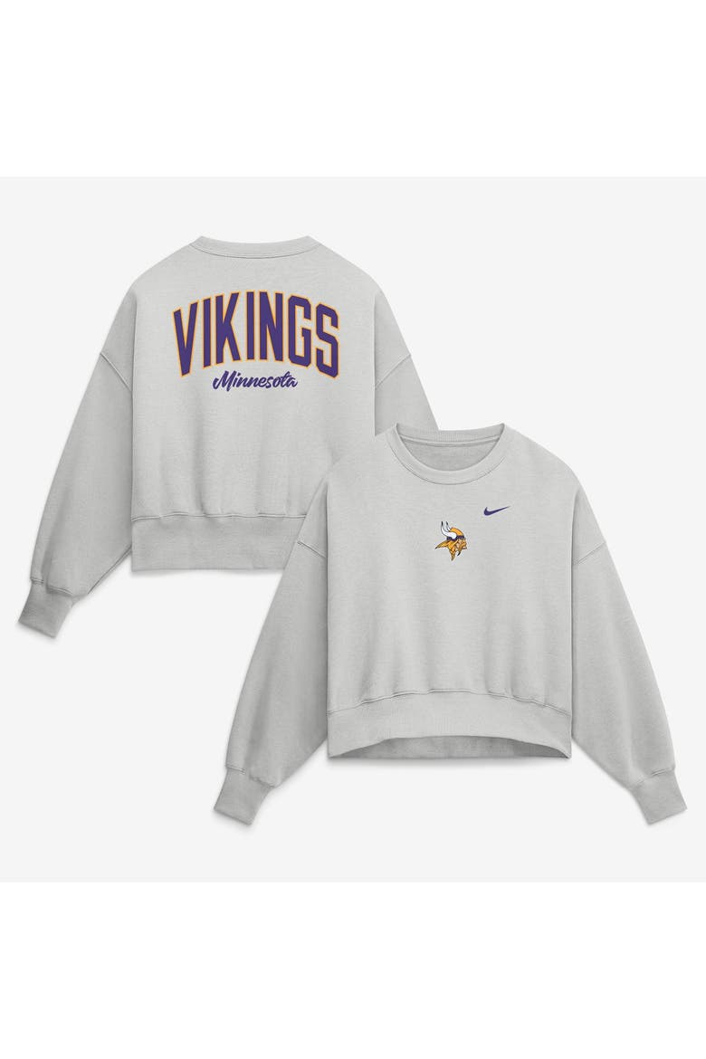Women's Nike  Gray Minnesota Vikings Oversized Primetime Phoenix Fleece Sweatshirt, Main, color, Gray