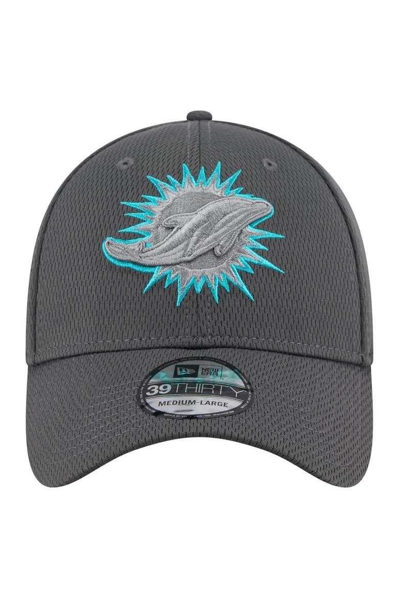 Men's New Era Graphite Miami Dolphins  Main 39THIRTY Flex Hat, Alternate, color, Graphite