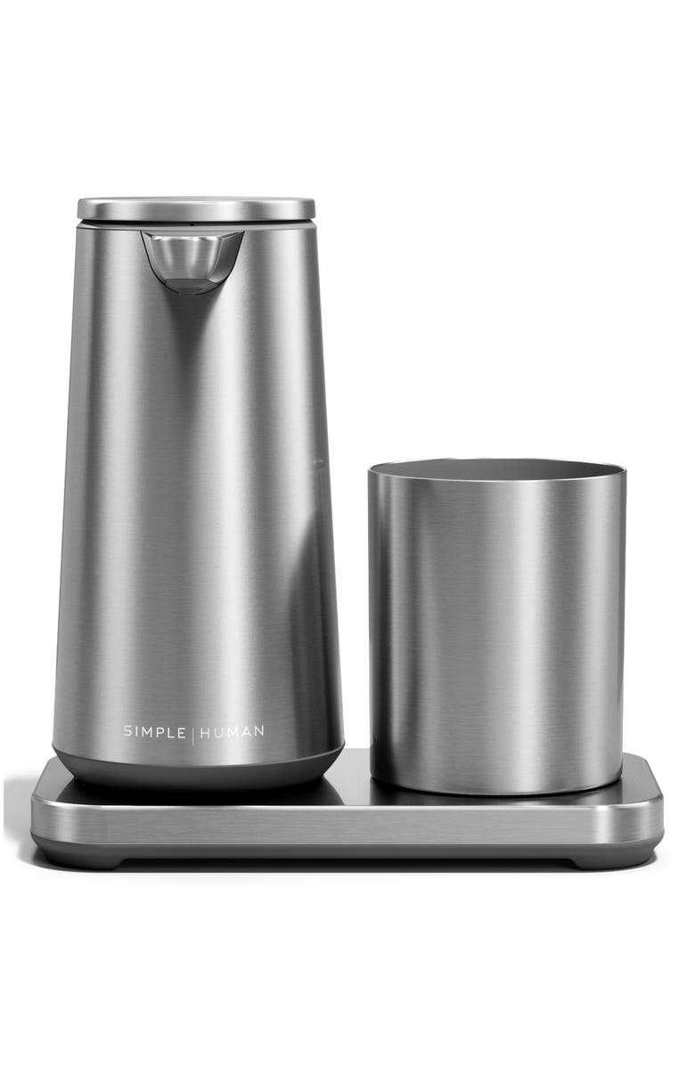 simplehuman Rechargeable Sensor Pump Foam Soap Dispenser with Caddy Cup, Main, color, Silver