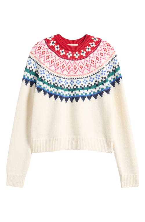 Marine Layer Fiorella Fair Isle Crewneck Sweater In Neutral