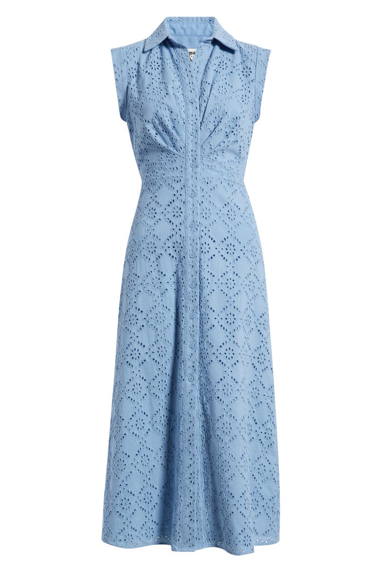 Eyelet Embroidery Sleeveless Shirtdress, Alternate, color, LAGOON