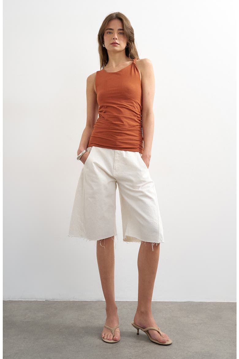 Ruched Side Tank, Alternate, color, BROWN