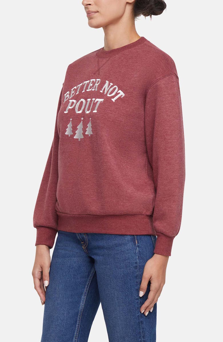 Wildfox Charlie Better Not Pout Sweatshirt, Alternate, color, Heather Cabernet