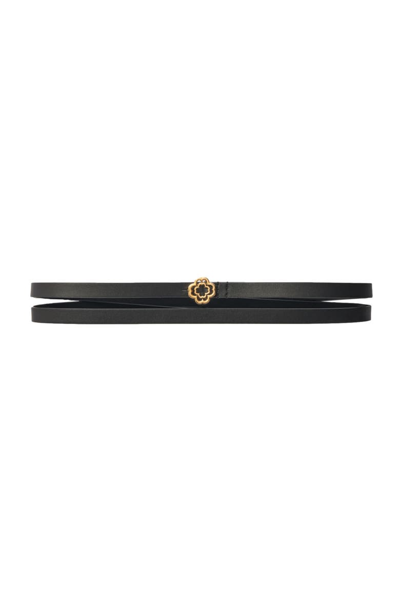 Slim double leather belt, Main, color, Black