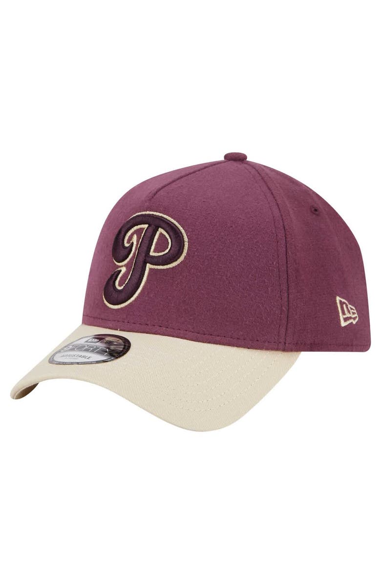 New Era Men's New Era Maroon Philadelphia Phillies  Moleskin A-Frame 9FORTY Adjustable Hat, Main, color, 
