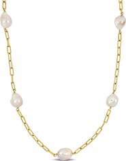 DELMAR 18K Yellow Gold Plated Sterling Silver 12-14mm Cultured Freshwater Pearl Necklace