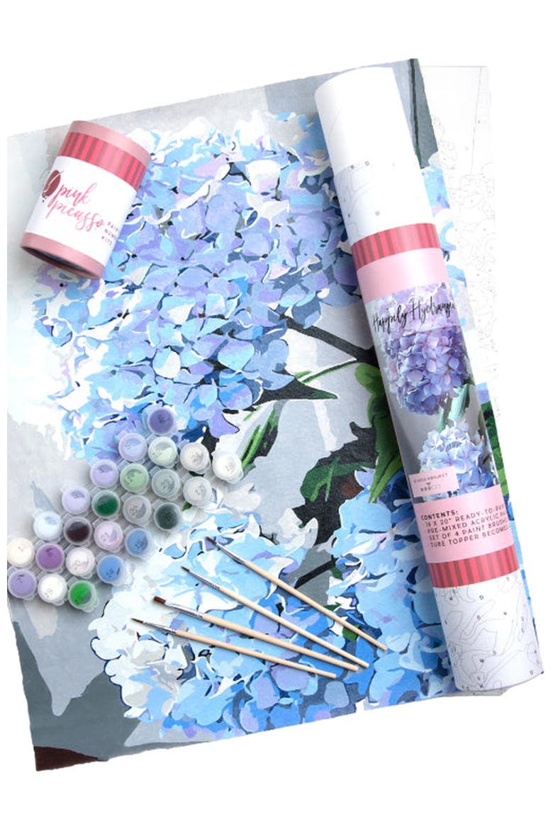 Happily Hydrangea Paint by Numbers Kit, Alternate, color, Light Blue / Purple