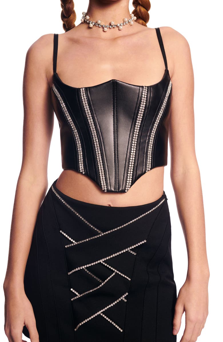 Area Crystal Seam Corset Crop Top, Main, color, 