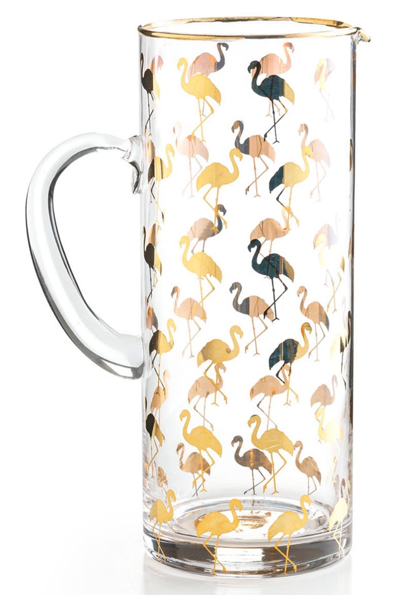 Flamingo Glass Pitcher, Main, color, METALLIC GOLD